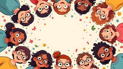 Happy children's circle of friendship