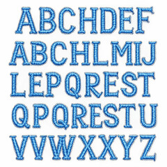 A beautifully crafted blue embroidery design of the letter