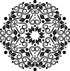 Indian Traditional and Cultural Rangoli, Alpona, Kolam, or Paisley vector line art. Bengal Art India. for textile printing, logo, wallpaper	
