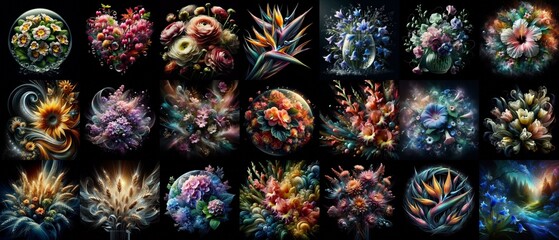 Fototapeta premium Blending of flowers with glass. AI generated illustration
