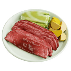 Plate of Corned Beef and Cabbage with Potatoes