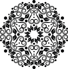 Indian Traditional and Cultural Rangoli, Alpona, Kolam, or Paisley vector line art. Bengal Art India. for textile printing, logo, wallpaper	
