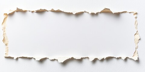 A detailed close-up showcasing a piece of paper featuring a distinct torn edge, emphasizing texture and fragility in its design.
