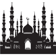 Vector illustration of a Muslim Mosque Silhouette