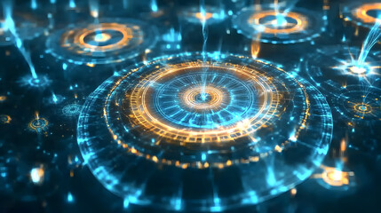 Dynamic abstract technology background with flowing shapes and vibrant colors in a seamless loop for video production