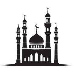 Vector illustration of a Muslim Mosque Silhouette