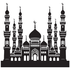 Vector illustration of a Muslim Mosque Silhouette