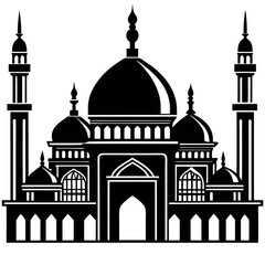 Vector illustration of a Muslim Mosque Silhouette