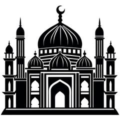 Vector illustration of a Muslim Mosque Silhouette