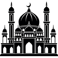 Vector illustration of a Muslim Mosque Silhouette