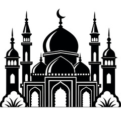 Vector illustration of a Muslim Mosque Silhouette