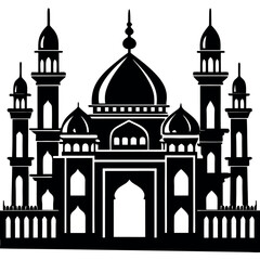 Vector illustration of a Muslim Mosque Silhouette