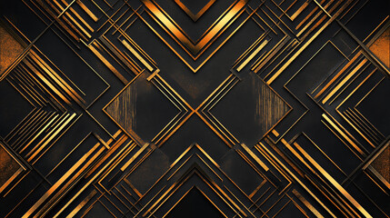 A high-contrast black and gold geometric pattern.