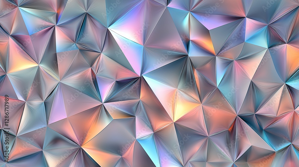 Poster a modern polygonal pattern with shifting iridescent hues