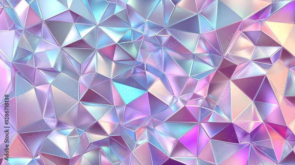 Poster a modern polygonal pattern with shifting iridescent hues