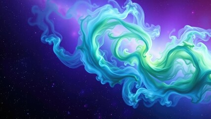 Obraz premium Vibrant image of a swirling green and blue gas cloud against a vibrant purple starfield, stargazing backdrop, , cosmic art