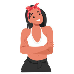 Fashion style young girl cartoon character showcasing curiosity and interest feeling thoughtful