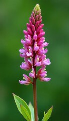 Fototapeta premium Stem of reddish tufted vetch with flowers and seed pods, foliage, vicia benghalensis, flower