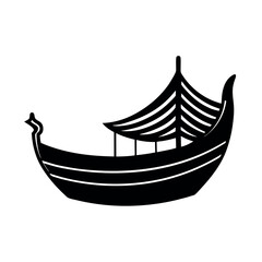 Beautiful Sampan Silhouette Vector Graphics