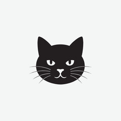 Download a stunning vector silhouette of a cat's face in black on a white background. Perfect for logos, stickers, prints, and digital designs. Get your high-quality cat outline today!