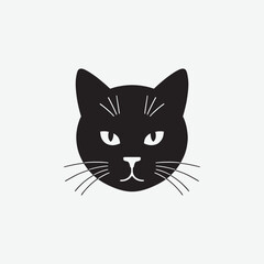 Download a stunning vector silhouette of a cat's face in black on a white background. Perfect for logos, stickers, prints, and digital designs. Get your high-quality cat outline today!