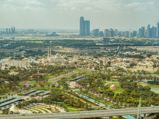View from the window of the Dubai Frame skyscraper.