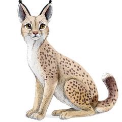 Naklejka premium Detailed Illustration of a Lynx in Stylized Art Style with Distinctive Fur Patterns and Expressive Features