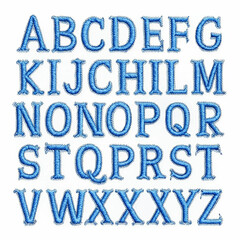 A beautifully crafted blue embroidery design of the letter