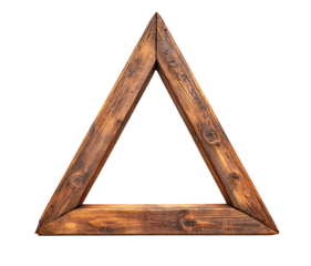 Triangle made of wood frame isolated on transparent background