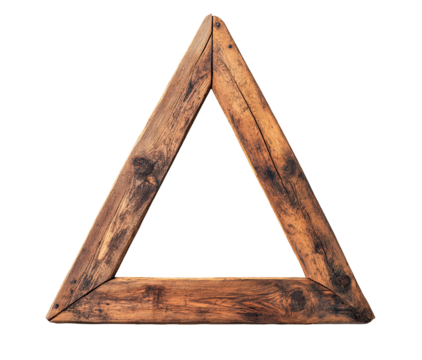 Triangle made of wood frame isolated on transparent background