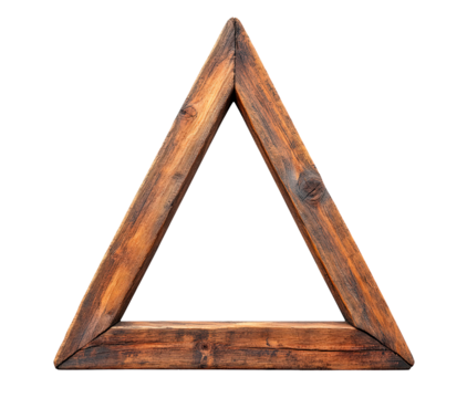 Triangle made of wood frame isolated on transparent background