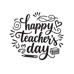 Fototapeta premium Happy Teacher's Day Handwritten Typography