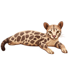 Fototapeta premium Charming Ocelot Illustration on a Transparent background Perfect for Nature and Wildlife Themes