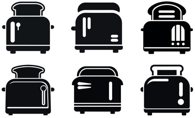 Collection of Black and White Toaster and Sandwich Maker Icons