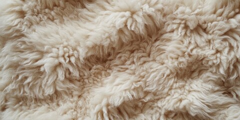 Close-up of a soft, beige faux fur texture.