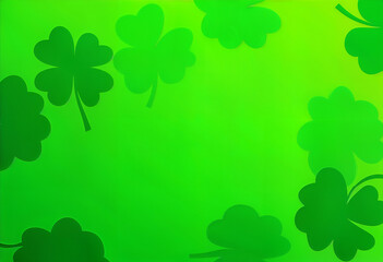 A bunchs of Irish Shamrocks on a green background. St Patrick's Day.