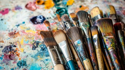 Fototapeta premium A collection of various art brushes.