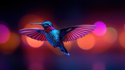 Anatomy, A high-resolution image showcasing the intricate details of a hummingbird's wing in vibrant colors.