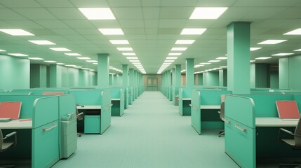 Fototapeta premium Company insolvency vacant cubicle,generative ai illustration
