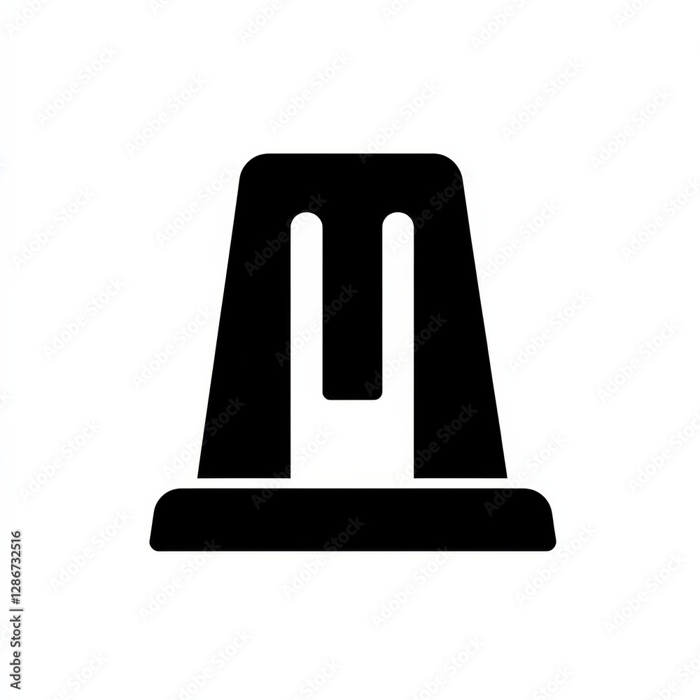 Poster Abstract Black and White Image of a Stylized Structure with Parallel Lines and a Base, Simple Icon Design