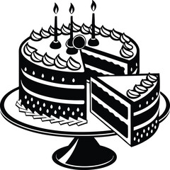 Birthday Cake Silhouette, Vector Design