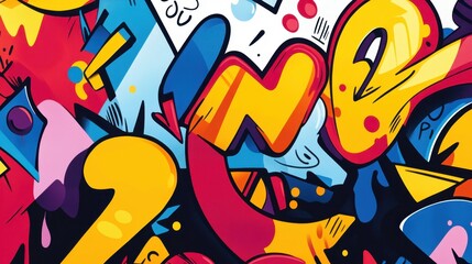 Obraz premium Colorful graffiti art with energetic motion