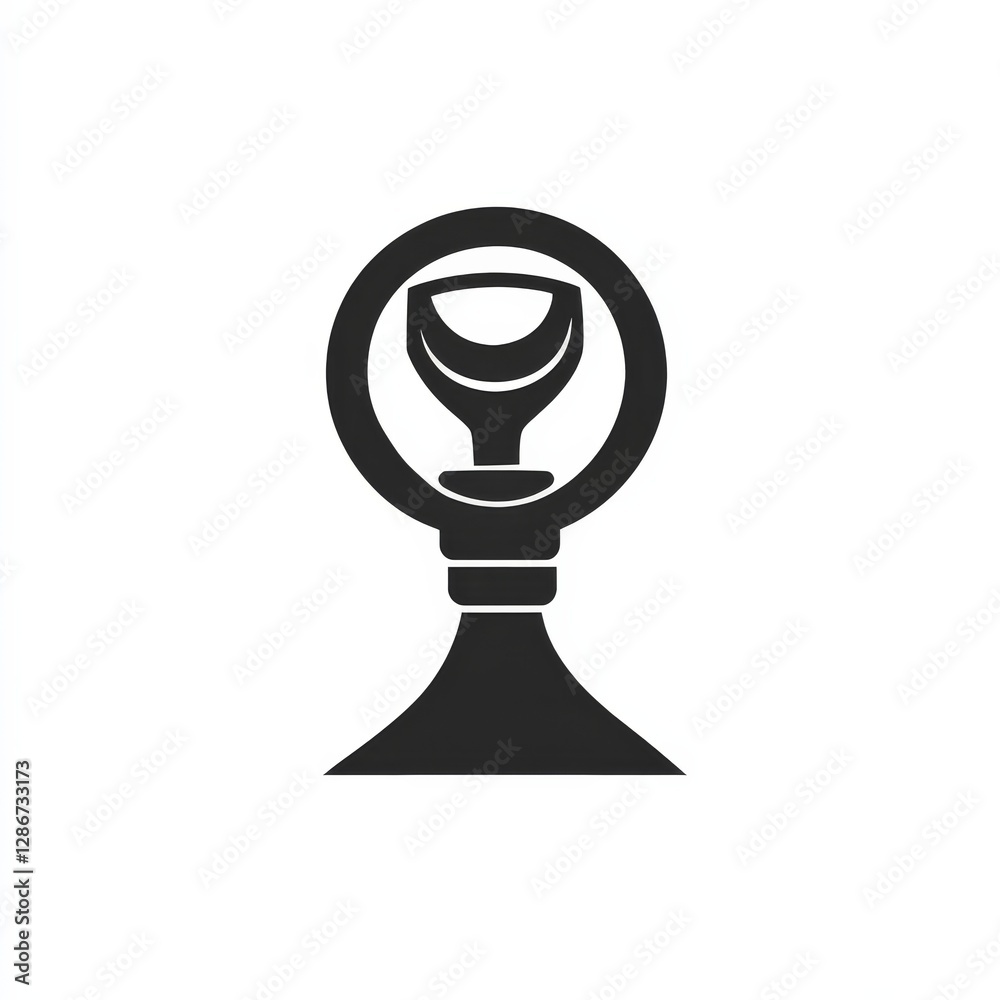 Poster abstract monochromatic representation of a wine glass inside a circle on a stem stand