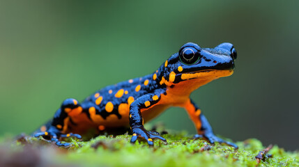 Fototapeta premium Anatomy, A detailed side profile image showcasing a salamander's gills and respiratory system in high fidelity.