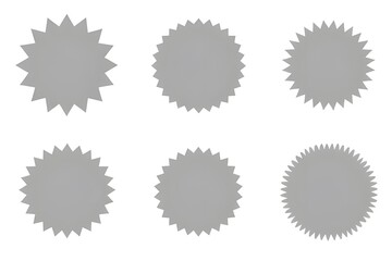 Fototapeta premium Set of Six Gray Starburst Shapes