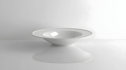 Elegant White Ceramic Bowl with Smooth Curve and Minimalist Design on Clean Surface