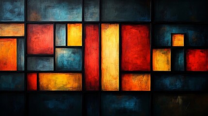 Fototapeta premium Warm hued abstract geometric art boldly arranged. AI Generated