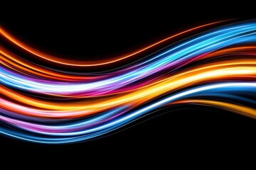 Abstract Vibrant Light Trails Swirling Dynamic Neon Color Waves Background Design