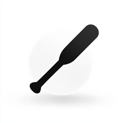 Black Baseball Bat Silhouette on White Background with Subtle Shadow Effect for Sports Icon.