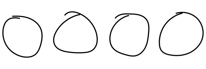 Hand drawn circle line sketch set isolated on white background. Brush circles. grunge circles. Vector circular scribble doodle round circles for message and for note mark . Vector illustration. EPS 10